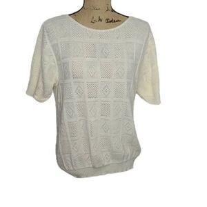Vintage Cream Oatmeal Knit Rolled Sleeve Top